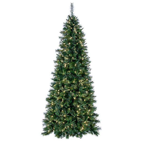 Vickerman 8.5-ft Cashmere Slim Artificial Christmas Tree with Warm White Duralite LED Lights - Green