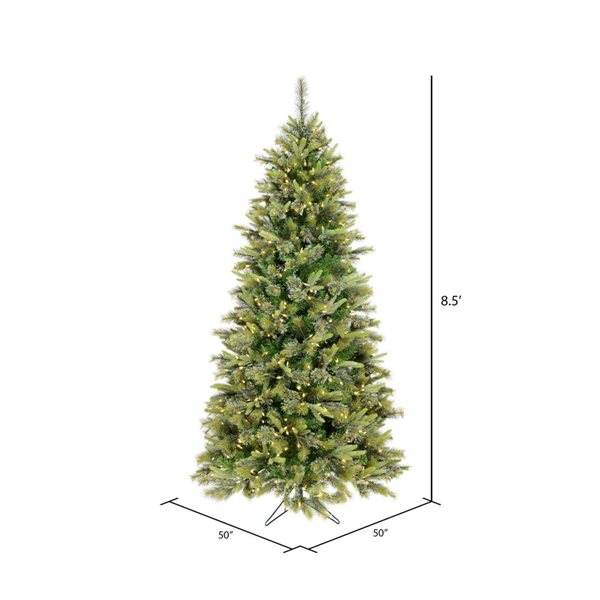 Vickerman 8.5-ft Cashmere Slim Artificial Christmas Tree with Warm White Duralite LED Lights - Green
