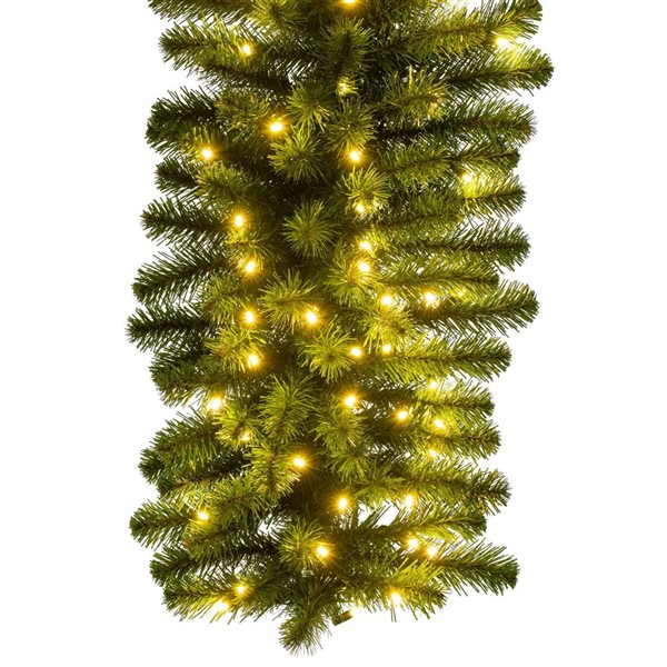 Vickerman 9-ft x 18-in Deluxe Sequoia Pine Garland with 200 Warm White LED Lights - Green