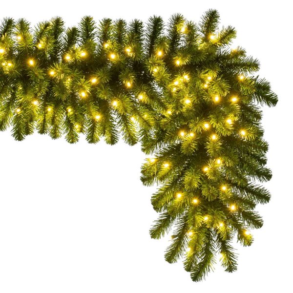 Vickerman 9-ft x 18-in Deluxe Sequoia Pine Garland with 200 Warm White LED Lights - Green
