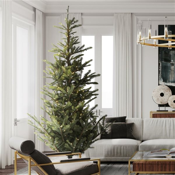 Vickerman 7.5-ft Alberta Spruce Full Artificial Christmas Tree with Warm White Duralite LED Lights - Green