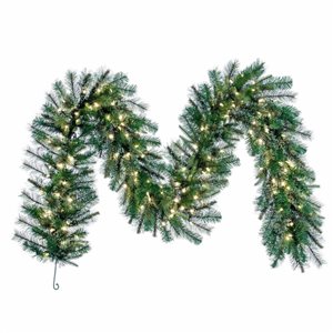 Vickerman 9-ft x 18-in Cashmere Artificial Pine Christmas Garland with Warm White Duralite LED Lights - Green