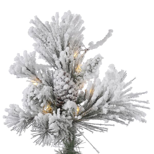 Vickerman 6.5-ft Flocked Alberta Full Artificial Christmas Tree with Warm White LED Lights - White