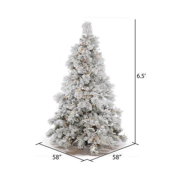 Vickerman 6.5-ft Flocked Alberta Full Artificial Christmas Tree with Warm White LED Lights - White