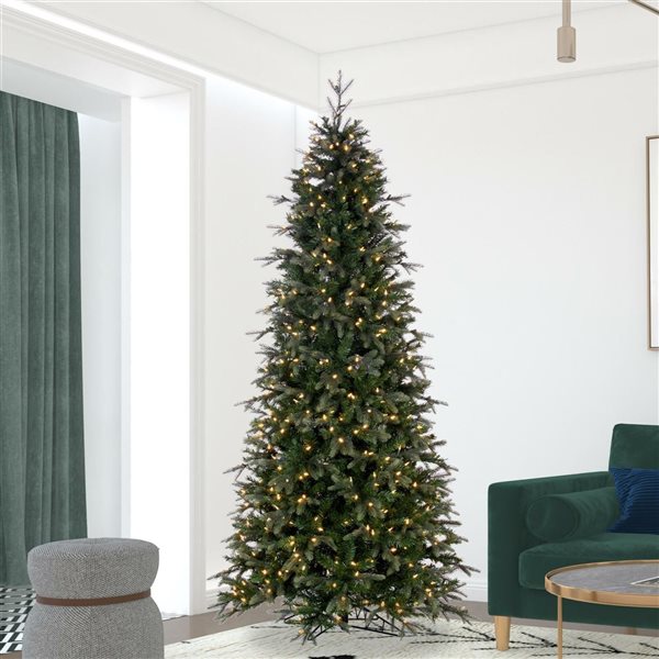 Vickerman 9-ft x 50-in Douglas Fir Artificial Slim Christmas Tree with Warm White LED Lights - Green