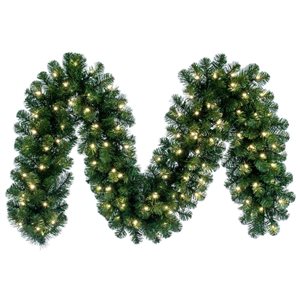 Vickerman 9-ft x 14-in Oregon Fir Artificial Christmas Garland with Warm White LED Lights - Green