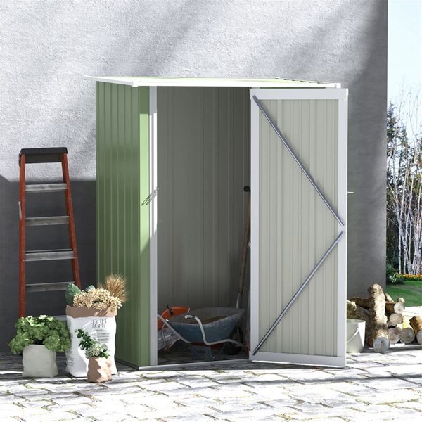 Outsunny 5 x 3-ft Light Green Galvanized Steel Garden Shed