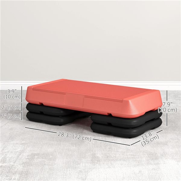 Soozier 3-Level Adjustable Aerobic Exercise Step Platform - Red