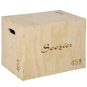 Soozier 3-in-1 Natural Wood Plyometric Jump Box with Cut-Out Handles