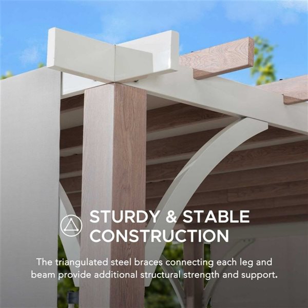 Sunjoy Delrey 12 x 14-ft Steel Pergola with Adjustable Canopy - Grey