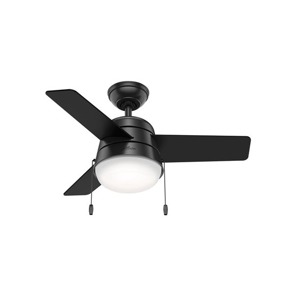 Hunter Aker 36-in 3-Speed 3-Blade Matte Black/Walnut Reversible Indoor Ceiling Fan w/ Light