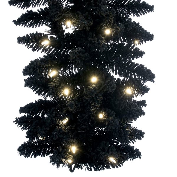 Vickerman 9-ft L Pre-Lit Flocked Black Fir Artificial Halloween Garland w/ Dura-Lit Warm White LED Mini Lights