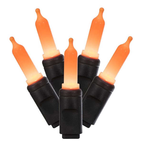 Vickerman 50-Light Orange T5 Mini Single Mold End-Connecting LED Light Set
