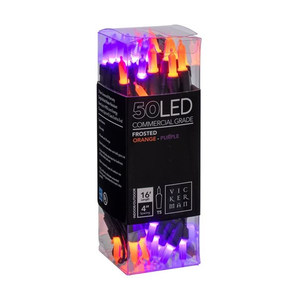 Vickerman 50-Light Orange-Purple T5 Mini Single Mold End-Connecting LED Light Set