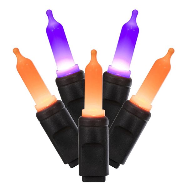 Vickerman 50-Light Orange-Purple T5 Mini Single Mold End-Connecting LED Light Set