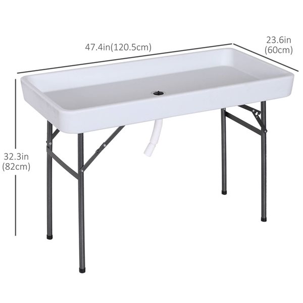 Outsunny 4-ft White Plastic Folding Fish Fillet Cleaning Table