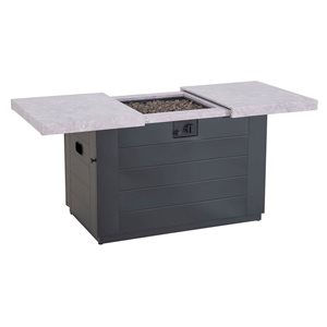Sunjoy 40-in W Lambert LP Liquid Propane Gaz Fire Table w/ Steel Marble-Look Sliding Tabletop - 37,000 BTU