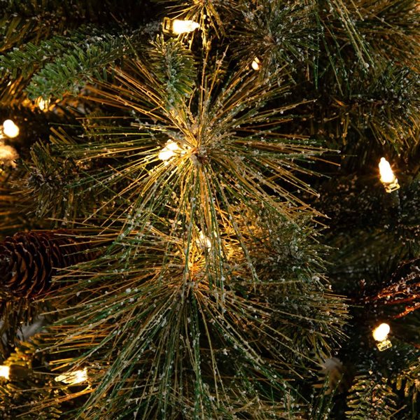 Nearly Natural 4-ft H Pine Pre-Lit Snowed Artificial Christmas Tree w/ Pinecones and 60 Warm White LED Lights