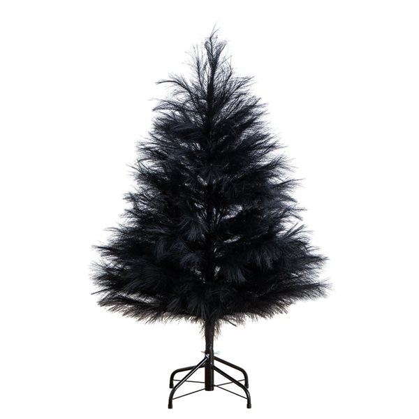 Nearly Natural 4-ft H Black Pampas Grass Artificial Halloween Tree w/ Leg Base