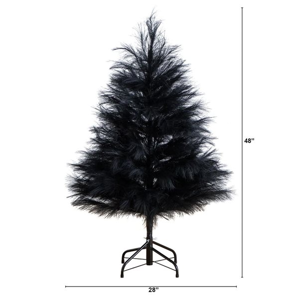 Nearly Natural 4-ft H Black Pampas Grass Artificial Halloween Tree w/ Leg Base