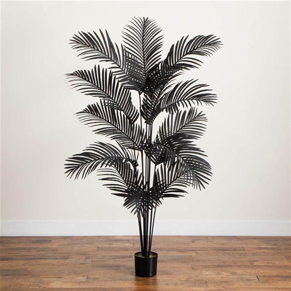 Nearly Natural 6-ft H Black Paradise Palm Artificial Halloween Treew/ Potted Base