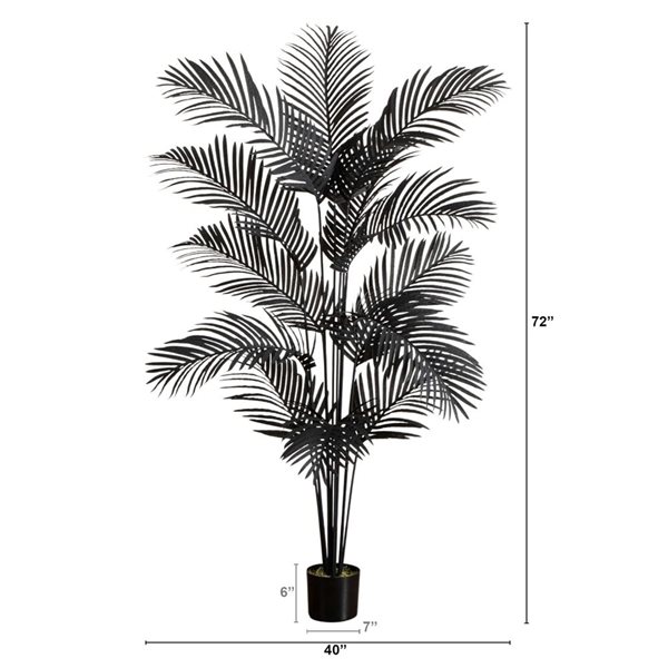 Nearly Natural 6-ft H Black Paradise Palm Artificial Halloween Treew/ Potted Base