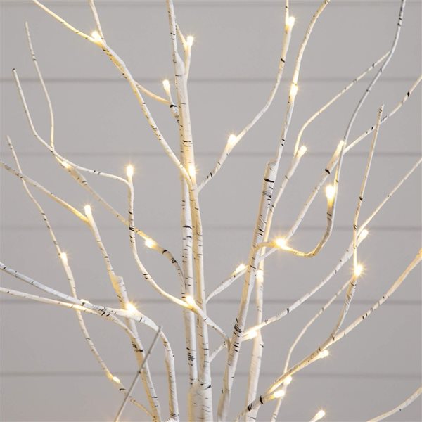 Nearly Natural Set of 3 4-ft/5-ft/6-ft Pre-Lit White Birch Artificial Christmas Tree w/ Leg Base