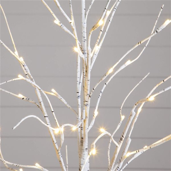 Nearly Natural Set of 3 4-ft/5-ft/6-ft Pre-Lit White Birch Artificial Christmas Tree w/ Leg Base