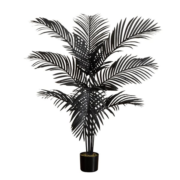 Nearly Natural 4-ft H Black Paradise Palm Artificial Halloween Tree w/ Potted Base