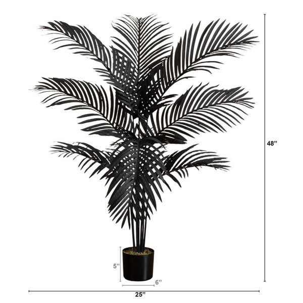 Nearly Natural 4-ft H Black Paradise Palm Artificial Halloween Tree w/ Potted Base