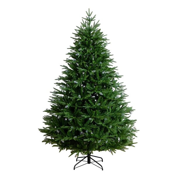 Nearly Natural 7-ft H Luxembourg Pine Pre-Lit Artificial Christmas Tree w/ 340 Multicoloured Traditional Bulb LED Lights