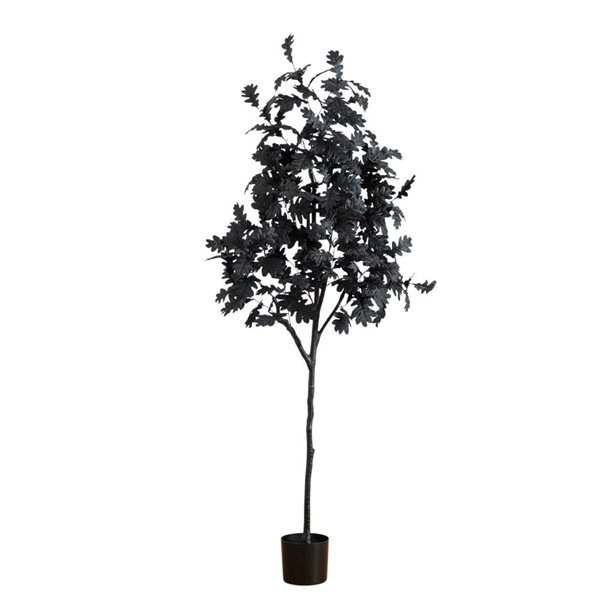 Nearly Natural 6-ft H Black Oak Artificial Halloween Tree w/ Potted Base