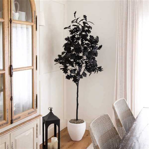 Nearly Natural 6-ft H Black Oak Artificial Halloween Tree w/ Potted Base