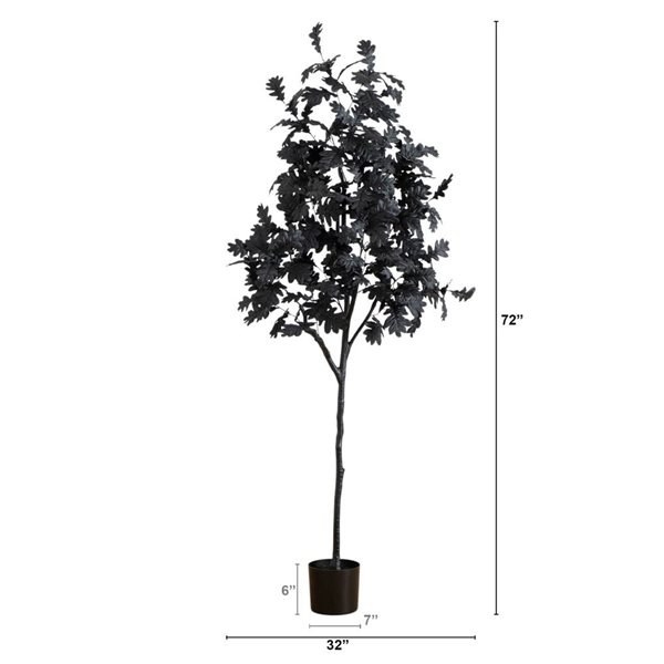 Nearly Natural 6-ft H Black Oak Artificial Halloween Tree w/ Potted Base