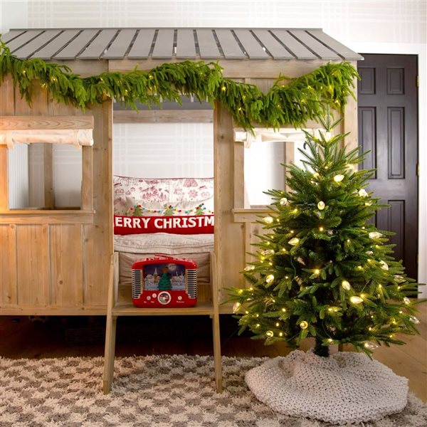 Nearly Natural 4-ft H Luxembourg Pine Pre-Lit Artificial Christmas Tree w/ 120 Multicolored Traditional Bulb LED Lights