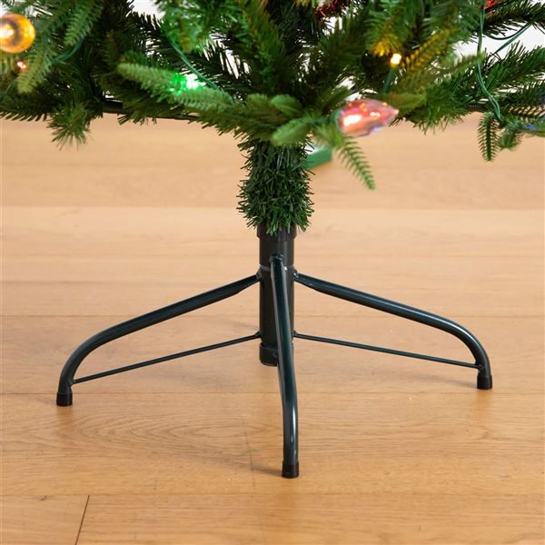 Nearly Natural 4-ft H Luxembourg Pine Pre-Lit Artificial Christmas Tree w/ 120 Multicolored Traditional Bulb LED Lights