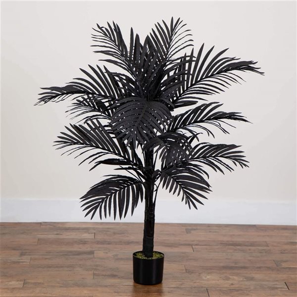 Nearly Natural 4-ft H Black Golden Cane Artificial Halloween Tree w/ Potted Base