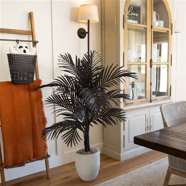 Nearly Natural 4-ft H Black Golden Cane Artificial Halloween Tree w/ Potted Base