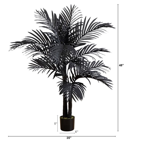 Nearly Natural 4-ft H Black Golden Cane Artificial Halloween Tree w/ Potted Base
