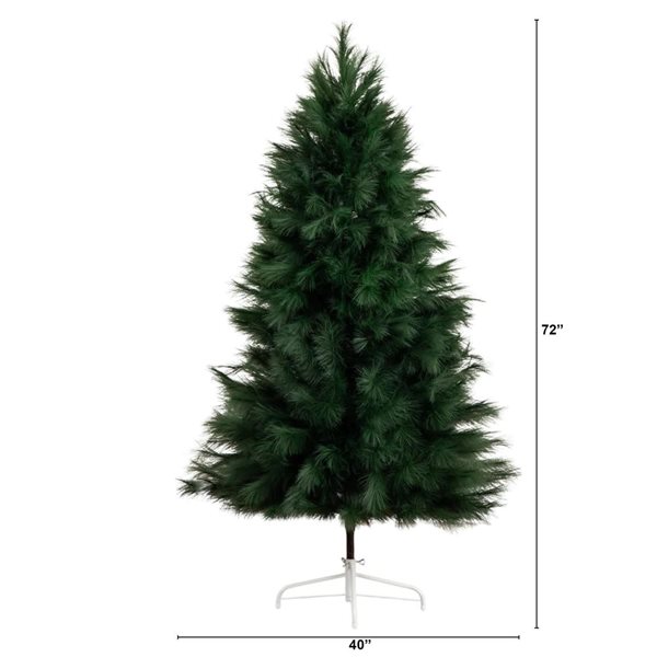 Nearly Natural 6-ft H Green Pampas Grass Artificial Christmas Tree w/ Leg Base