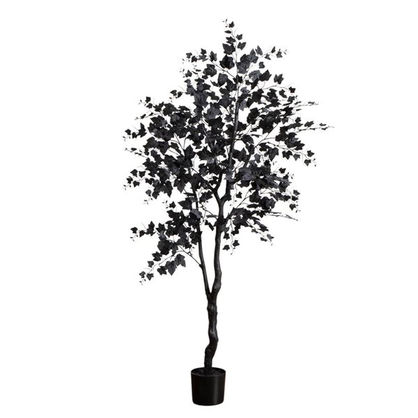 Nearly Natural 6-ft H Black Maple Artificial Halloween Tree w/ Potted Base
