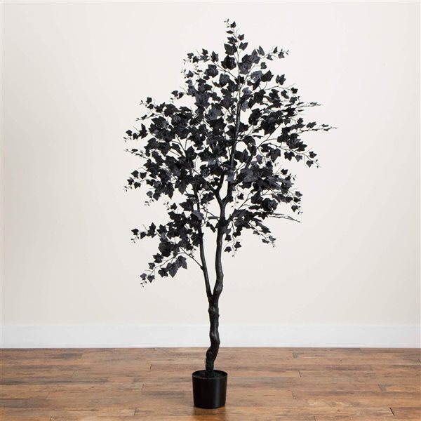 Nearly Natural 6-ft H Black Maple Artificial Halloween Tree w/ Potted Base