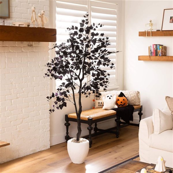 Nearly Natural 6-ft H Black Maple Artificial Halloween Tree w/ Potted Base