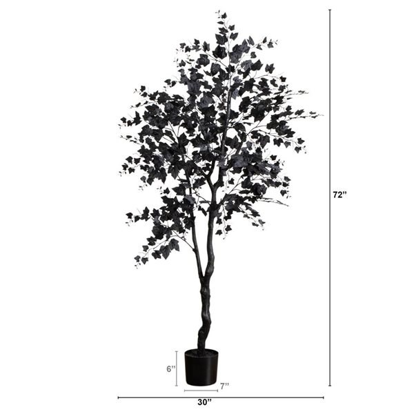Nearly Natural 6-ft H Black Maple Artificial Halloween Tree w/ Potted Base