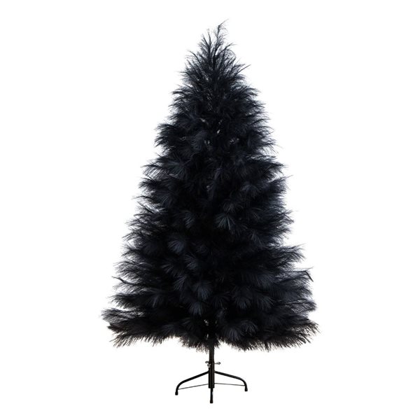 Nearly Natural 6-ft H Black Pampas Grass Artificial Halloween Tree w/ Leg Base
