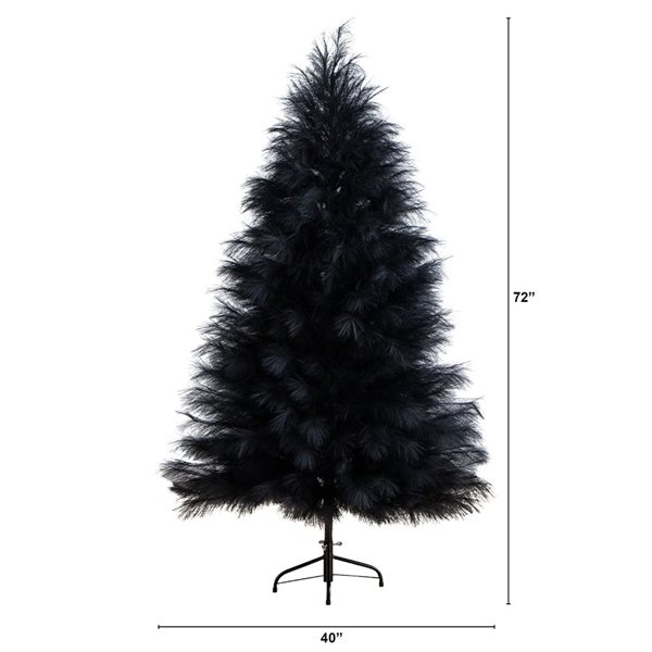 Nearly Natural 6-ft H Black Pampas Grass Artificial Halloween Tree w/ Leg Base