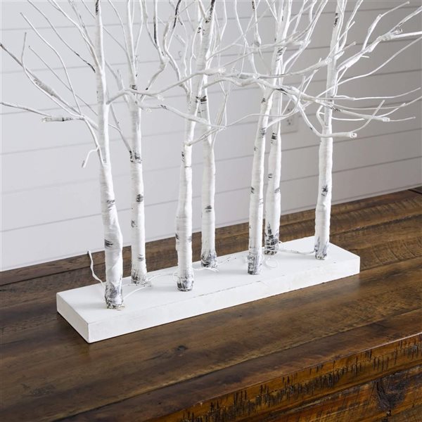 Nearly Natural 2-ft H Pre-Lit Artificial White Birch Centerpiece w/ 84 LED Lights and Leg Base