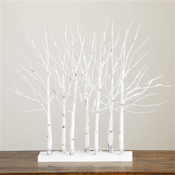 Nearly Natural 2-ft H Pre-Lit Artificial White Birch Centerpiece w/ 84 LED Lights and Leg Base
