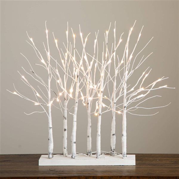 Nearly Natural 2-ft H Pre-Lit Artificial White Birch Centerpiece w/ 84 LED Lights and Leg Base