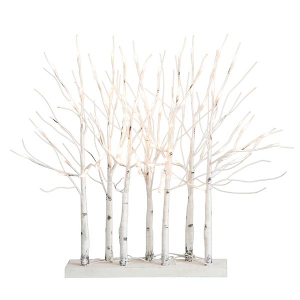 Nearly Natural 2-ft H Pre-Lit Artificial White Birch Centerpiece w/ 84 LED Lights and Leg Base